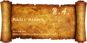 Mádli Albert névjegykártya